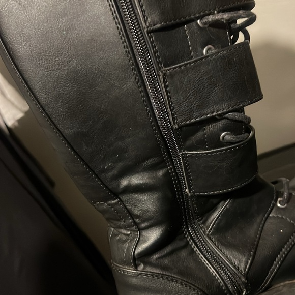 Black tall Demonia Platform Boots with Buckles🖤 - Picture 3 of 9